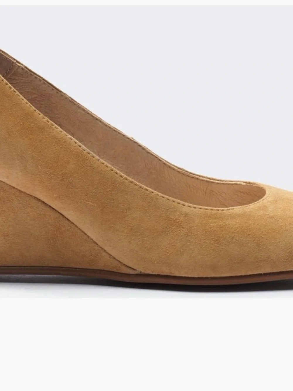 Viscata Barcelona Classic Suede Wedge Pumps - Camel, Sz 38